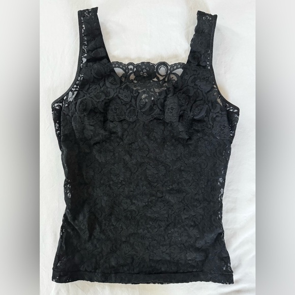 Arianne Tops - Vintage Camisole, Black Lace, Women’s Large